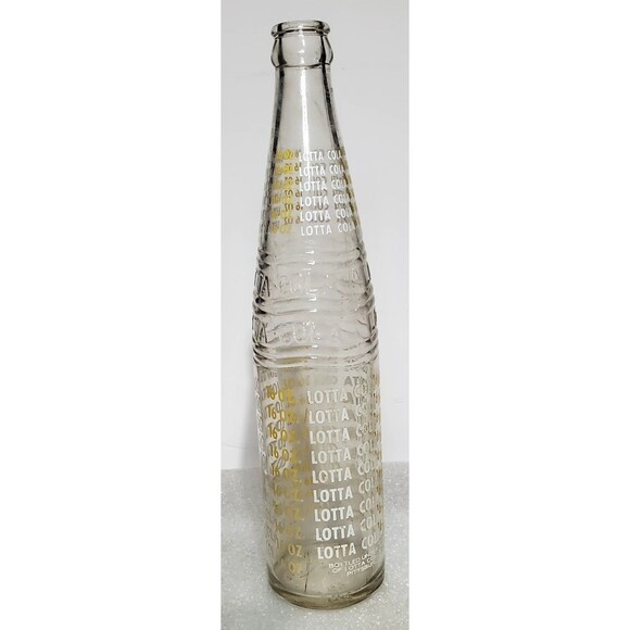 Vintage LOTTA COLA 16oz Clear Glass ACL Soda Bottle Yellow White Lettering - Picture 3 of 16